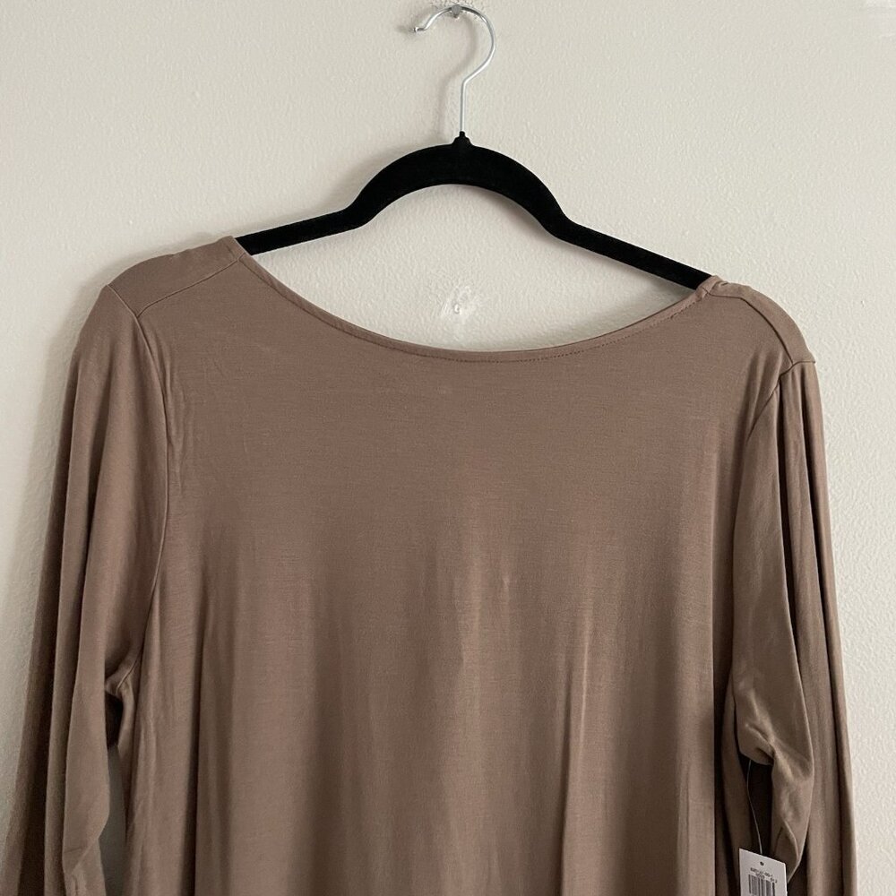 Old Navy Women L Brown Jersey Knit Scoop Back Long Sleeve Mini Swing Dress NWT - Picture 6 of 13